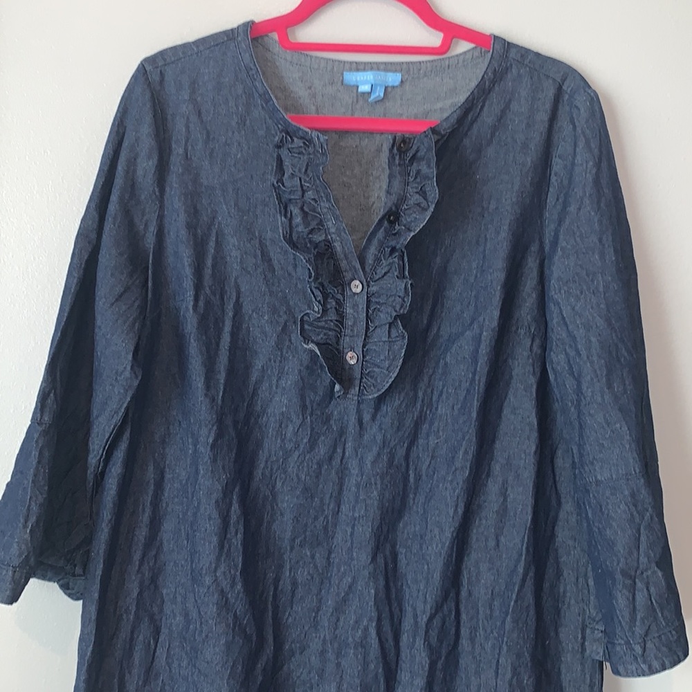 Draper James Chambray Ruffle Dress - Picture 5 of 7